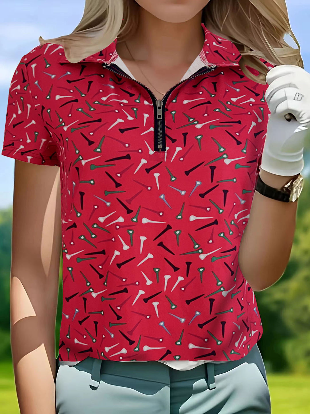 Damen Golfpoloshirt mit Reißverschluss Drune