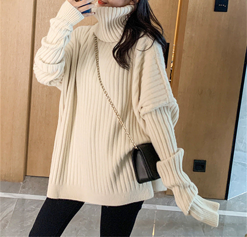 Damen Eleganter und gemütlicher Rollkragenpullover mit Rippstruktur Drune