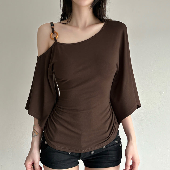 Damen asymmetrisches Oberteil mit fließenden Ärmelansätzen Drune