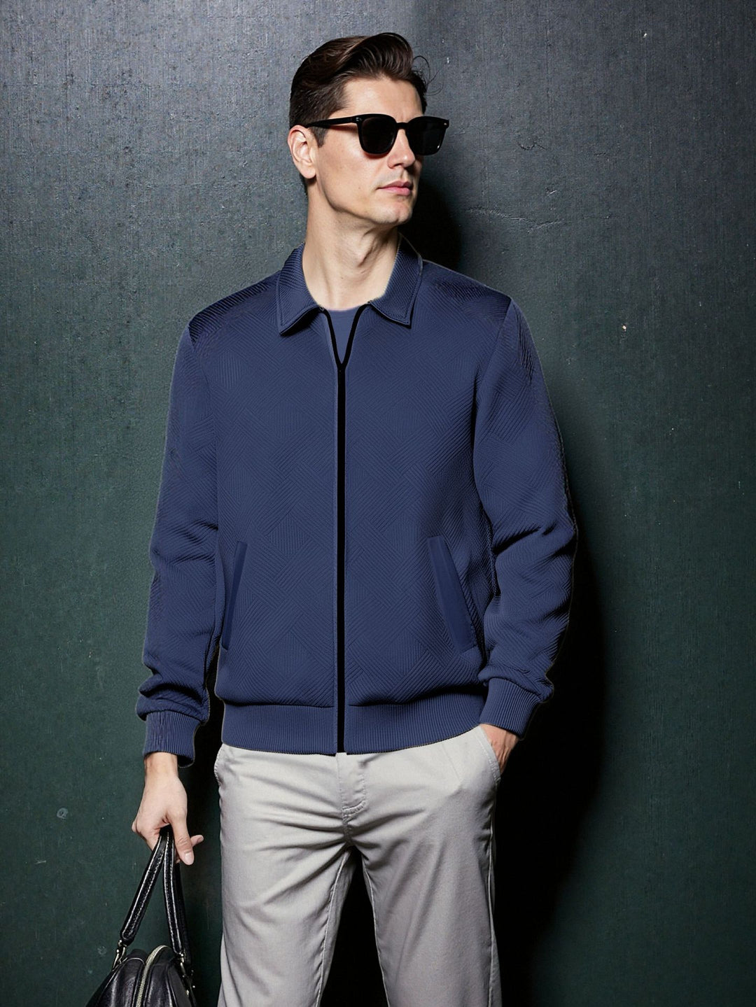 Herren sportliche Jacke mit strukturiertem Design und modernem Kragen Drune