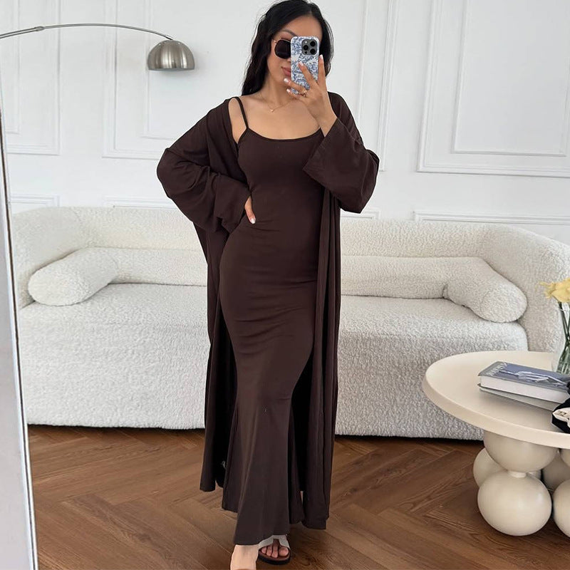 Damen Langes Etuikleid mit offenem Kimono Drune