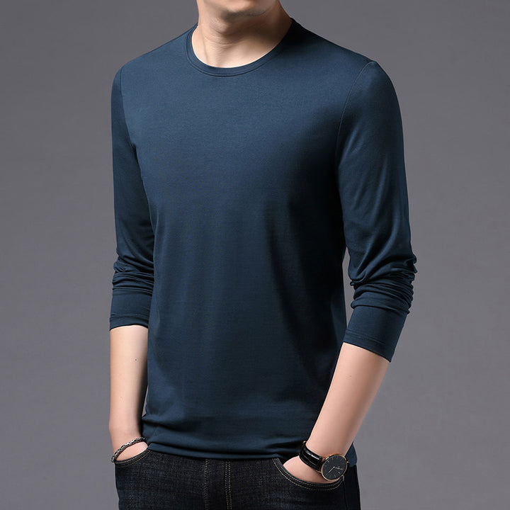 Herren Langarmshirt aus weich fallendem Material mit Rundhalsausschnitt Drune