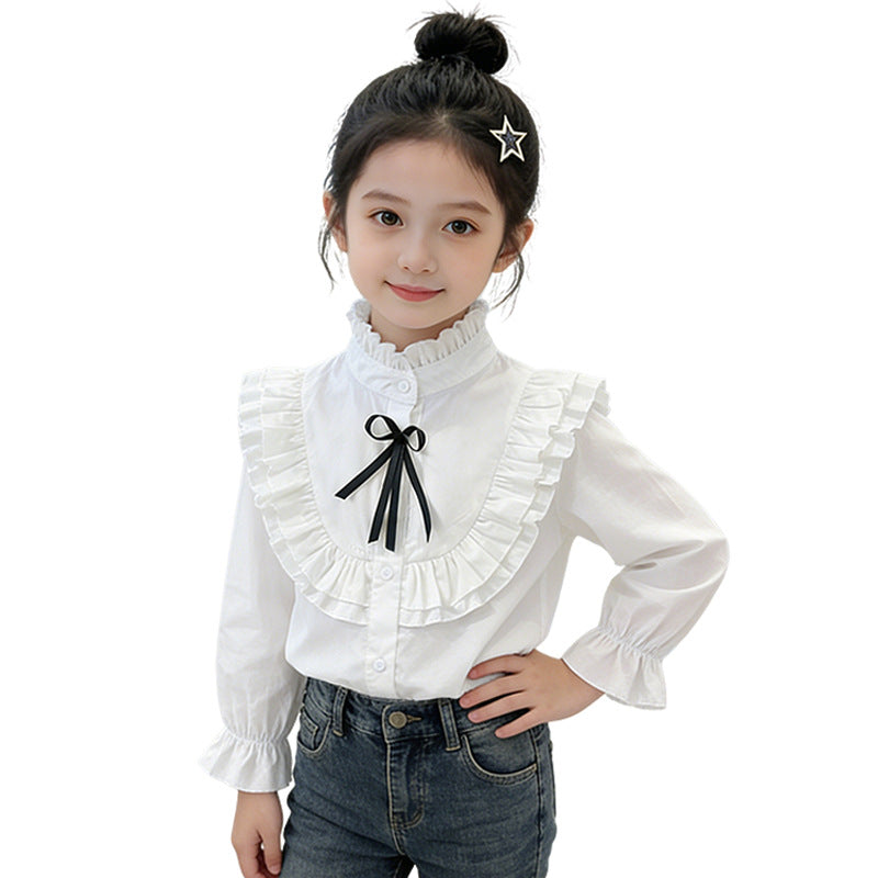 Mädchen verspielte Bluse mit Rüschendetails Drune
