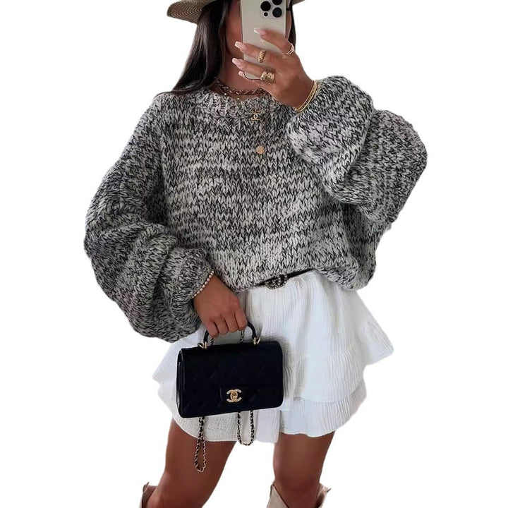 Damen kuscheliger Strickpullover mit voluminösen Ärmeln Drune