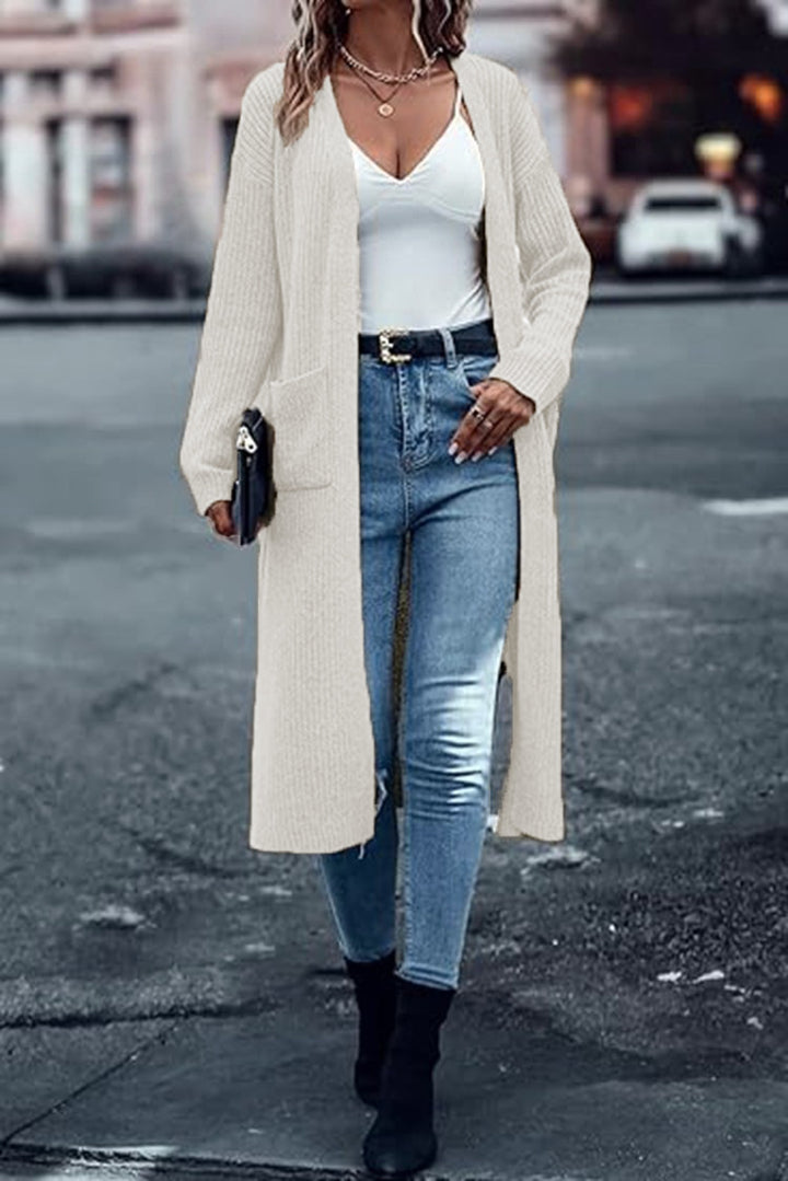 Damen Grobstrick-Cardigan mit offenen Taschen und lässigem Schnitt Drune