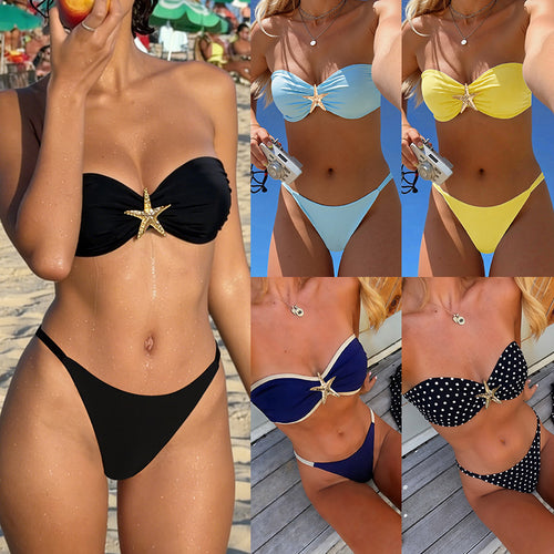 Damen Bandeau-Bikini mit strassbesetztem Stern Drune