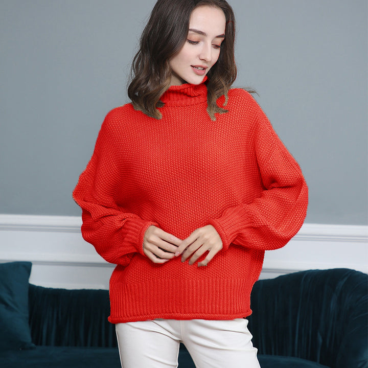 Damen Grobstrickpullover mit Rollkragen und luftiger Schnittgestaltung Drune