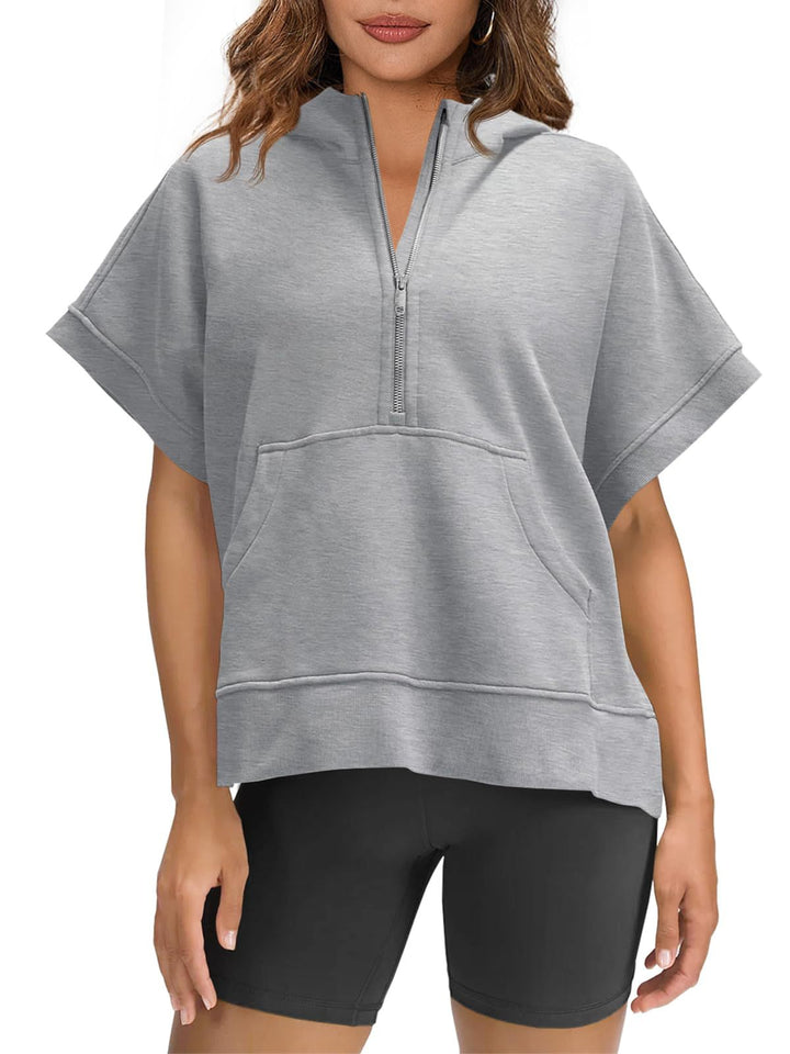 Damen lässiger Kapuzenpullover mit halbem Reißverschluss Drune