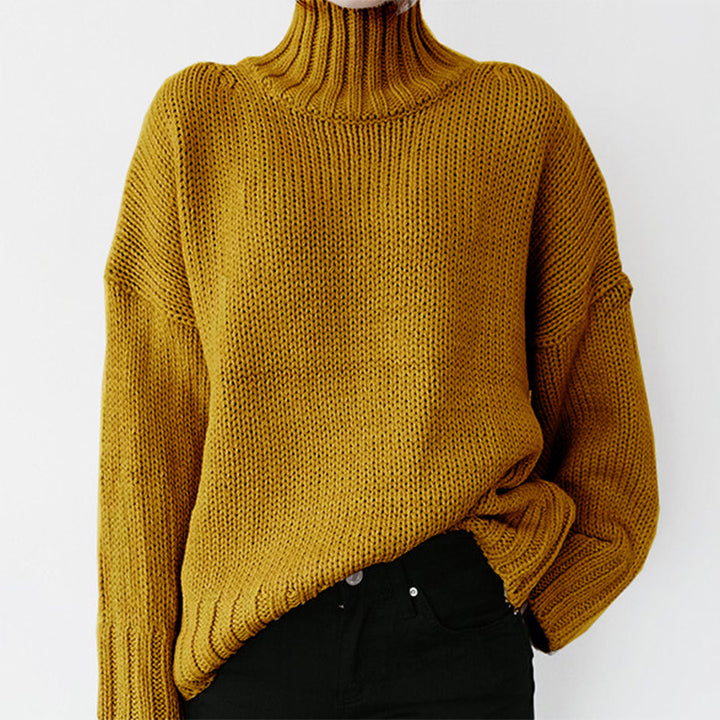 Damen Grober Strickpullover mit hohem Kragen und lässigem Schnitt Drune