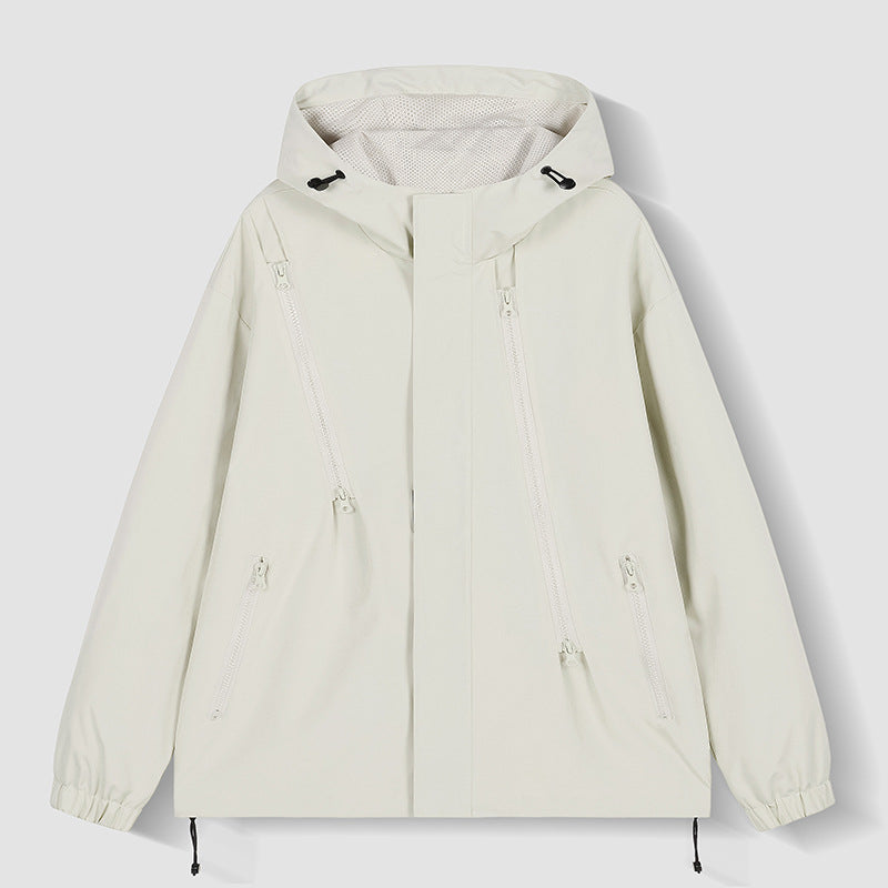 Herren nan technische Kapuzenjacke mit wasserabweisendem Softshell, schrägen Reißverschlusstaschen und verstellbarem Saum Drune