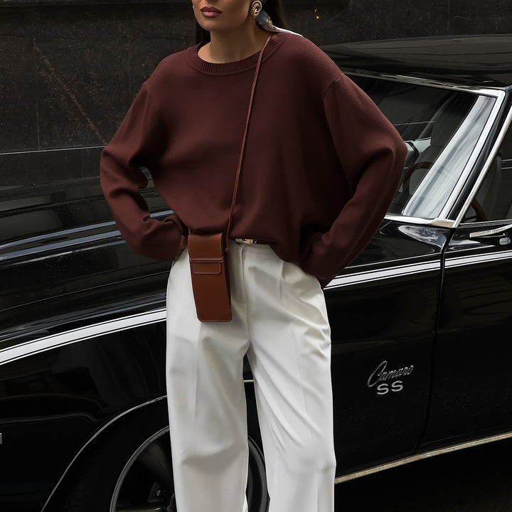 Damen lässiger Pullover mit weitem Schnitt und eleganten Hosen Drune