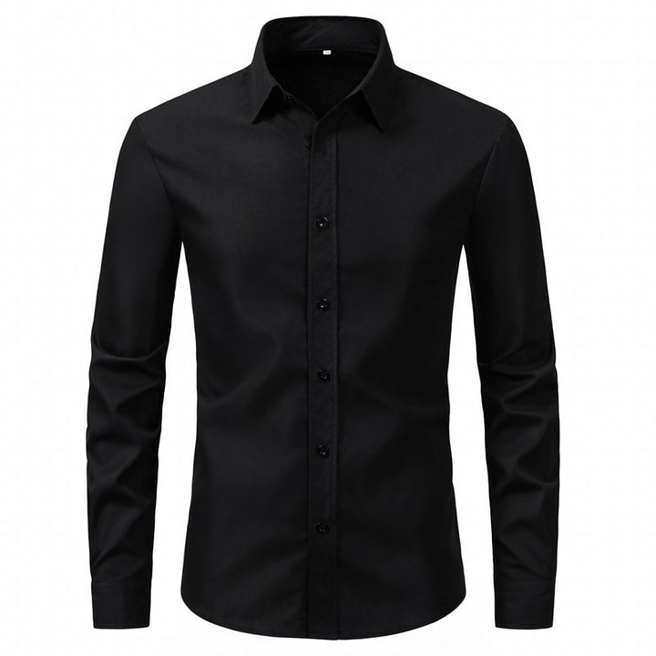 Herren elegantes Langarmhemd aus hochwertiger Baumwolle mit modernem Kragen Drune
