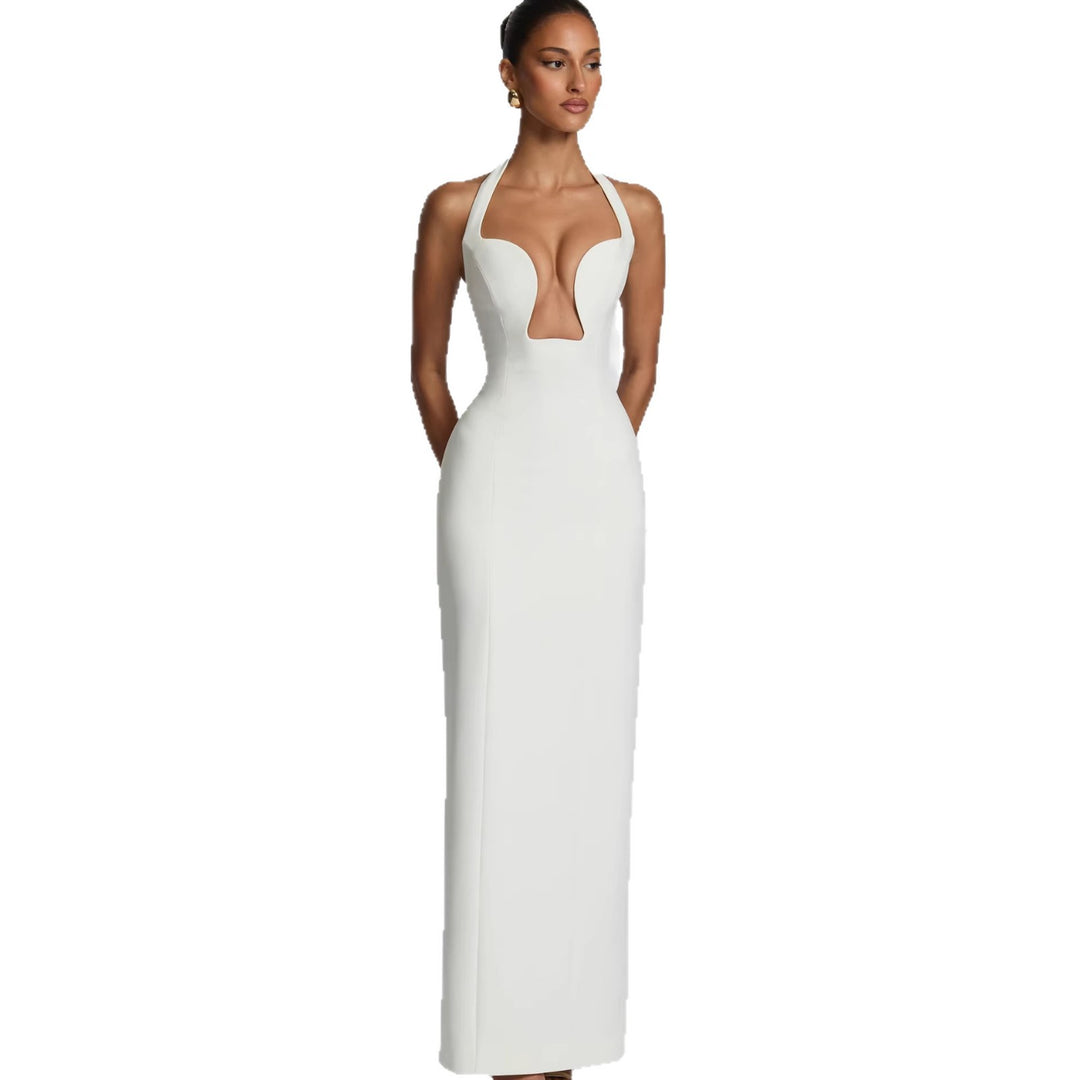 Damen Elegantes Abendkleid mit tiefem Herz-Ausschnitt und schwingendem Saum Drune