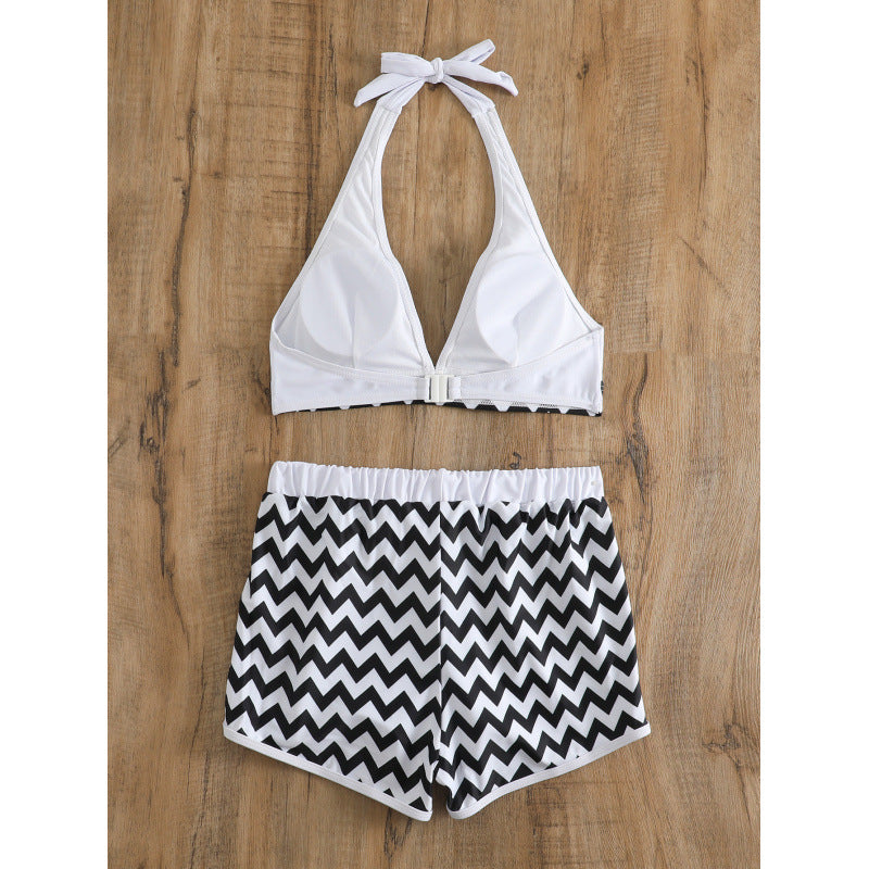 Damen Bikini-Set mit hochwertigem Chevron-Muster und verstellbaren Trägern Drune