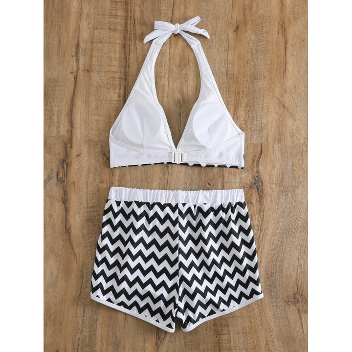 Damen Bikini-Set mit hochwertigem Chevron-Muster und verstellbaren Trägern Drune