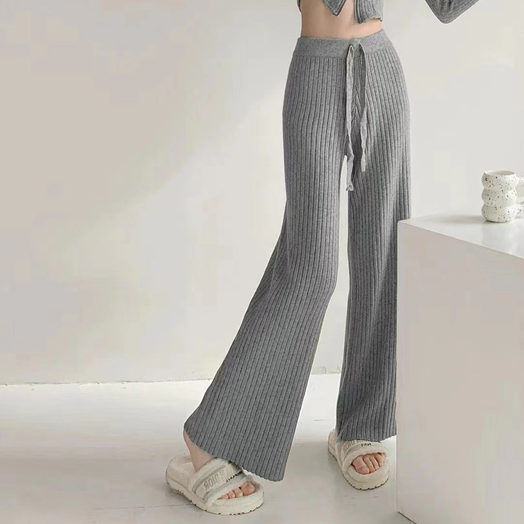 Damen Plissierte High-Waist-Hose mit elastischem Bund Drune