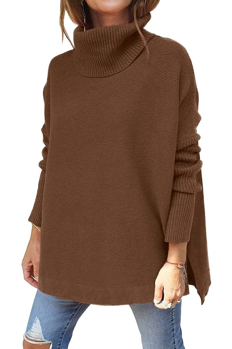 Damen oversize Rollkragenpullover mit strukturiertem Strickdesign Drune