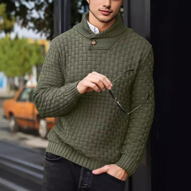 Herren Strickpullover mit Strukturiertem Muster und Modernem Stehkragen Drune