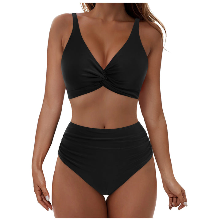 Damen Hochtailliertes Bikini-Set mit elegantem Wickeloberteil Drune