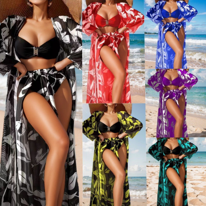 Damen Bikini-Set mit floralem Überrock und stilvollem Bandeau-Oberteil Drune
