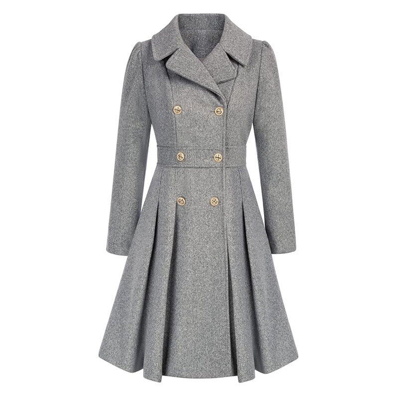 Damen Eleganter Trenchcoat mit tailliertem Schnitt und Plissee-Detail Drune