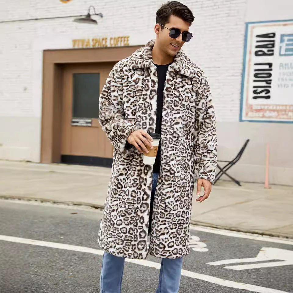 Herren Modischer Kunstfellmantel im Schlangenleder-Look Drune