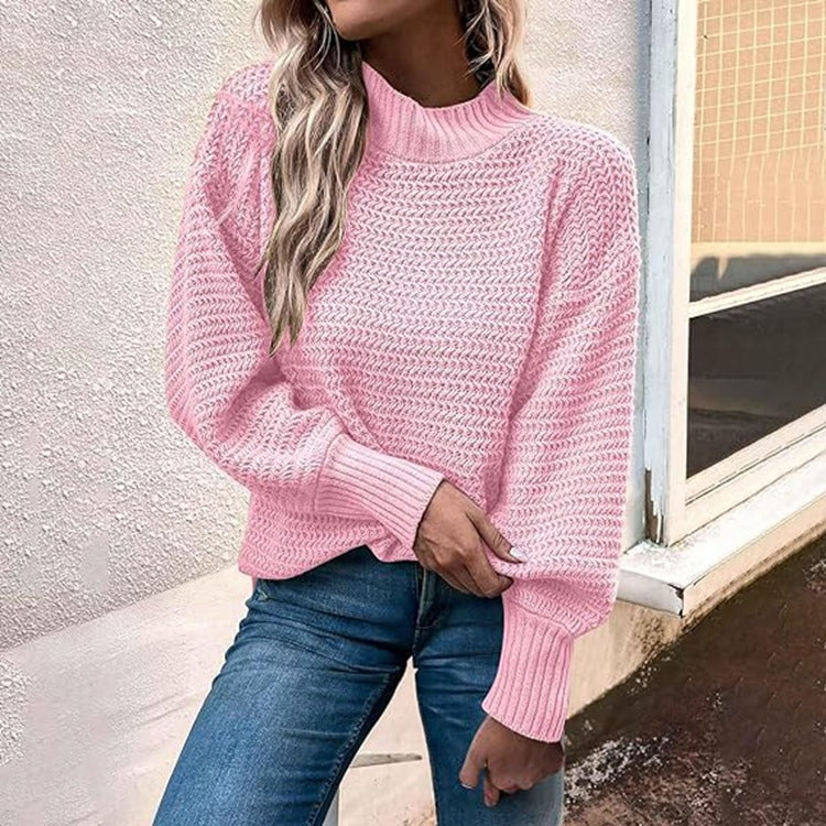 Damen Strickpullover mit hohem Kragen und strukturierter Masche Drune