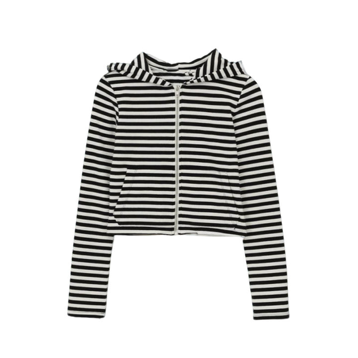 Damen luftige cropped Sweatjacke mit Reißverschluss Drune