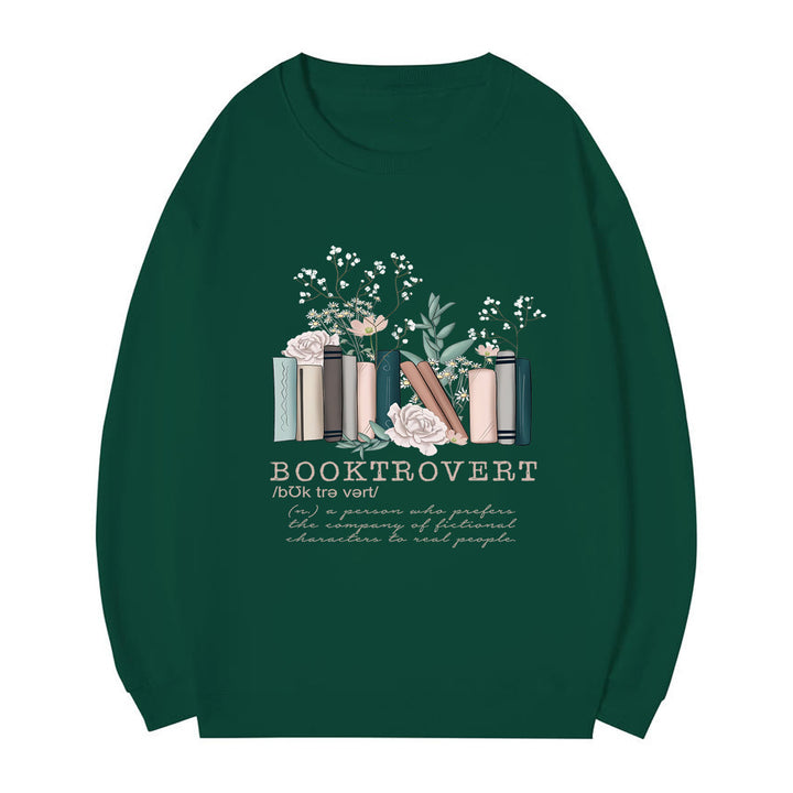Damen Sweatshirt mit verspieltem Bücherdesign und inspirierendem Schriftzug Drune