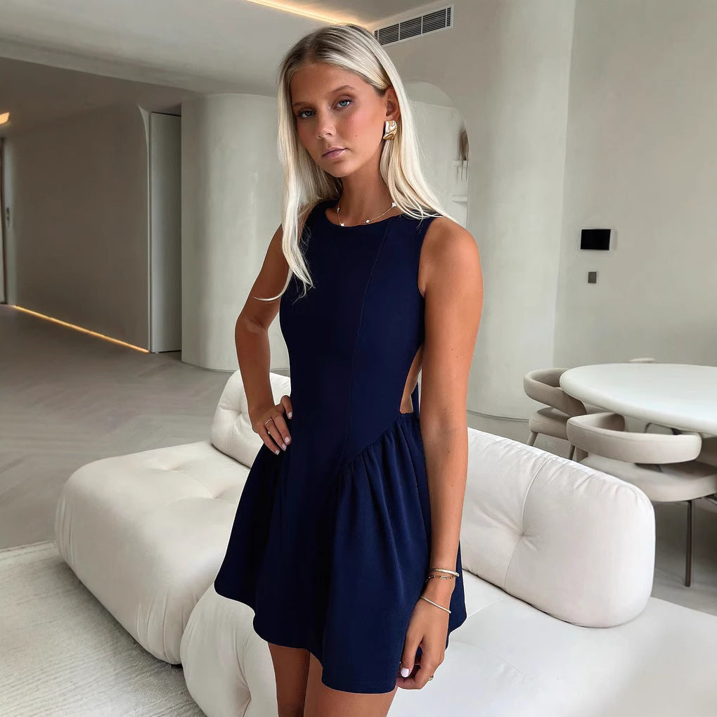 Damen Elegantes Wickelkleid mit voluminösem Rock und tiefem U-Ausschnitt Drune