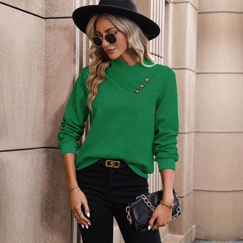 Damen Sweatshirt mit strukturiertem Design und modischen Knopfdetails Drune