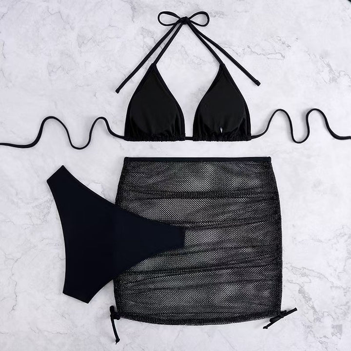 Damen Bikini-Set mit geflochtenem Rock und vielseitigem Triangel-Design Drune