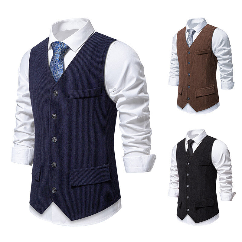 Herren elegante Anzugweste mit feinen strukturierten Details Drune