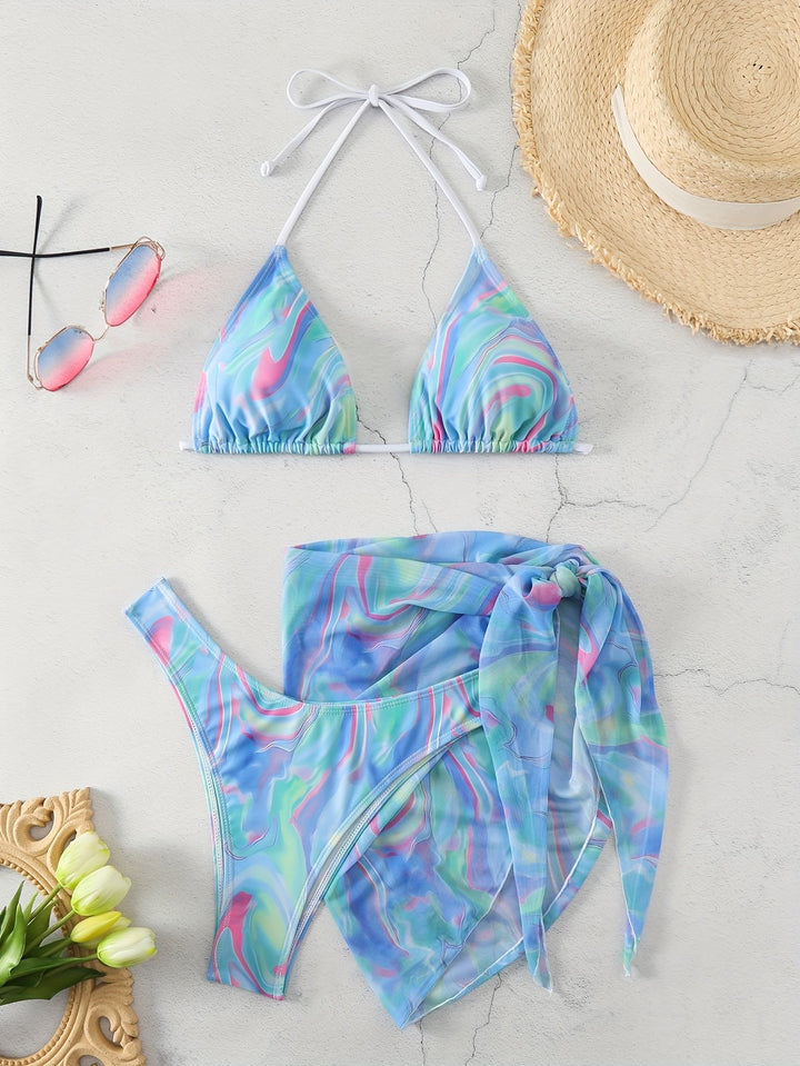 Damen Triangel-Bikini mit verspieltem Wickelrock Drune