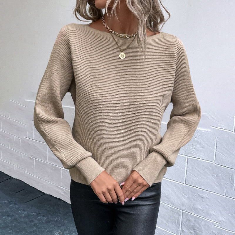 Damen lässiger Strickpullover mit weitem Schnitt und feiner Struktur Drune