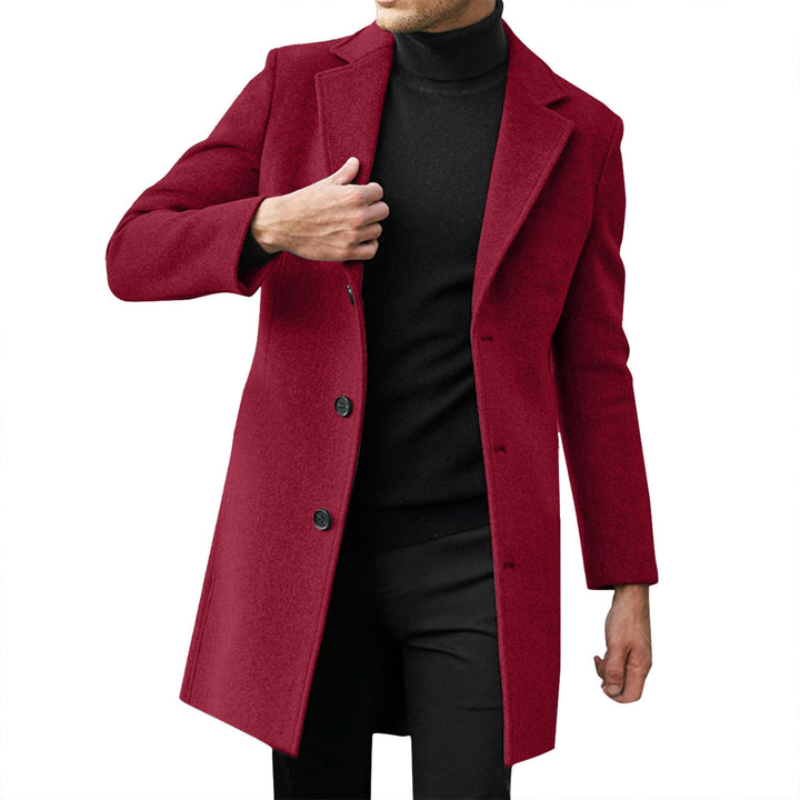 Herren nan taillierter Wollmantel mit schmaler Silhouette, klassischem Revers und verdeckter Knopfleiste Drune