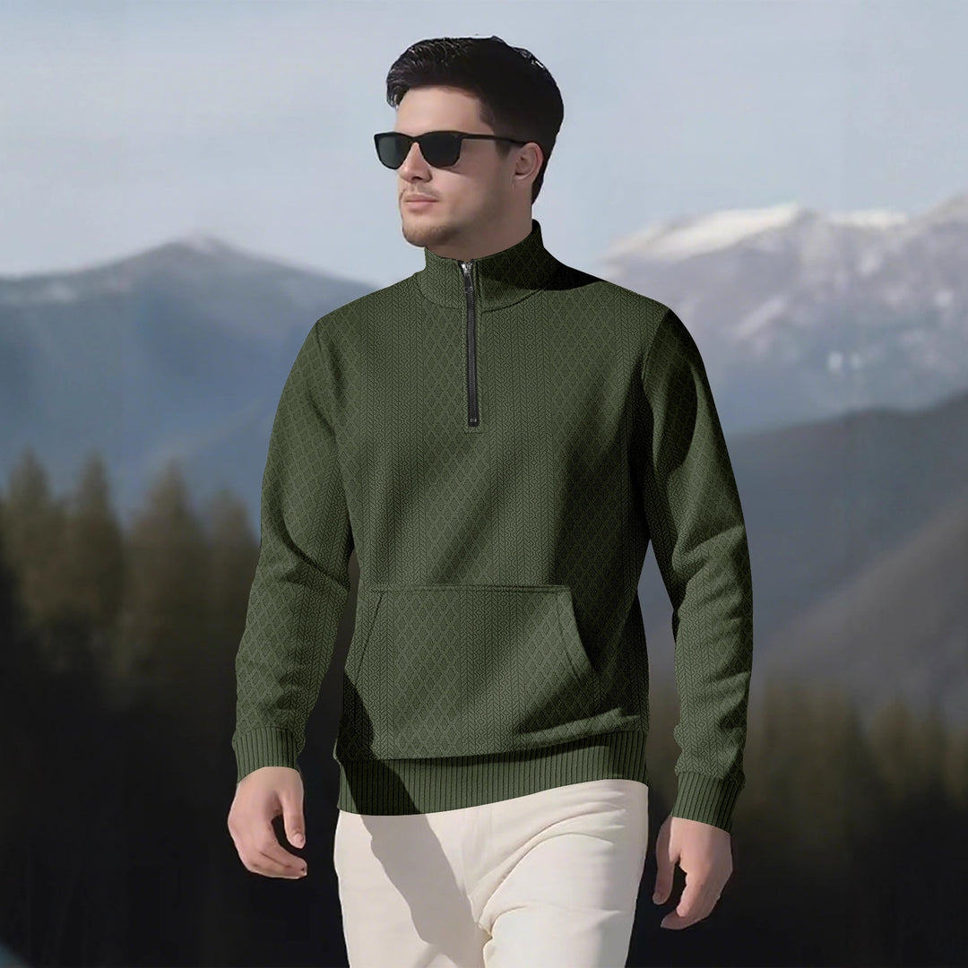 Herren Sweatpullover mit Stehkragen und praktischen Taschen Drune