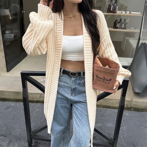 Damen Grobstrickjacke mit offenen Front und lässigem Schnitt Drune