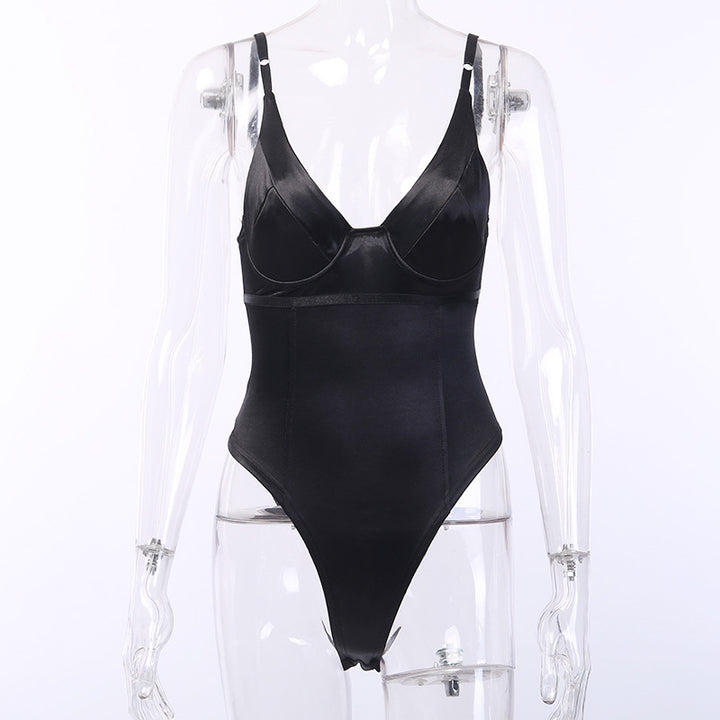 Damen Satin-Bustier-Top mit tiefem V-Ausschnitt und eleganter Passform Drune