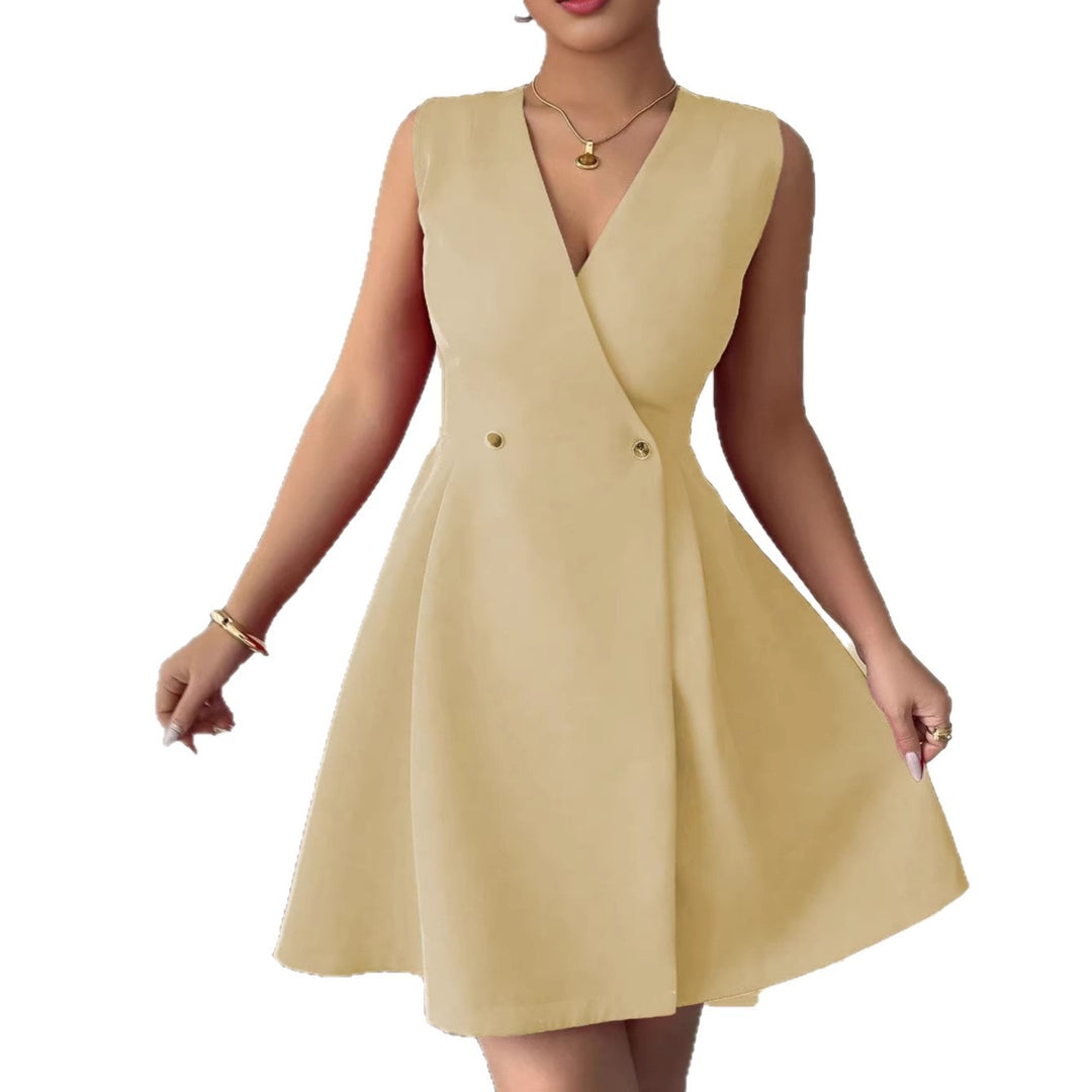 Damen Wickelkleid mit eleganter Silhouette und Knopfdetails Drune