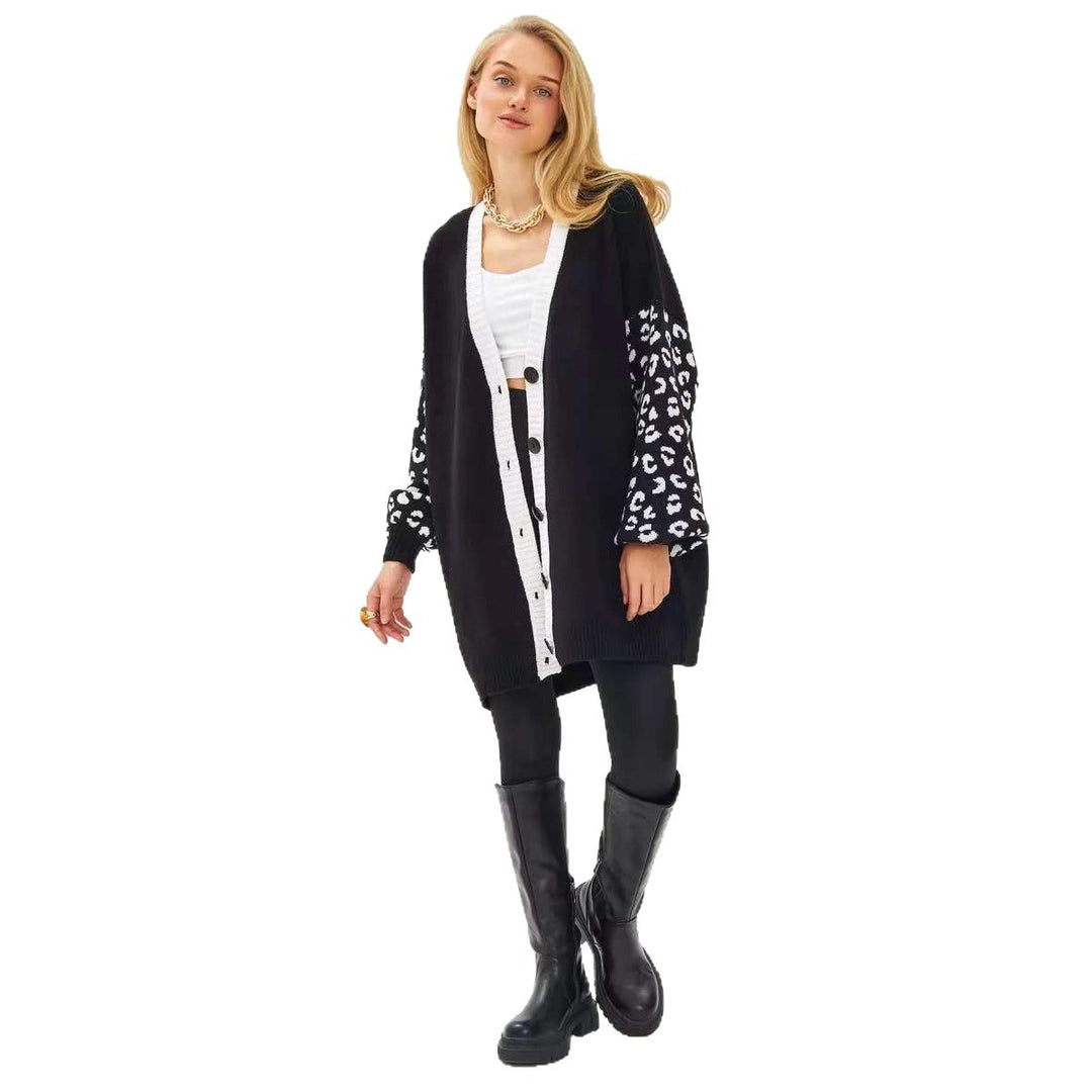 Damen Modischer Knit-Cardigan mit Wildlederärmeln Drune