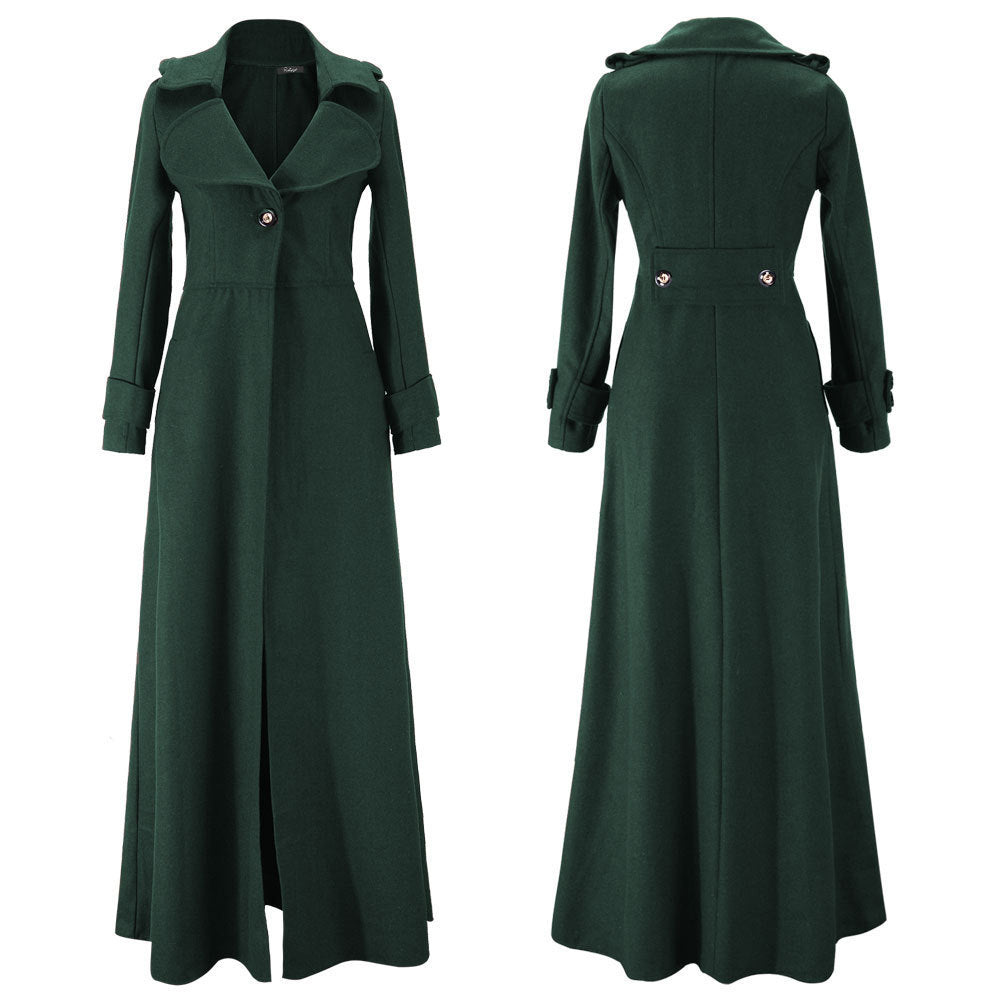 Damen eleganter Trenchcoat mit asymmetrischem Revers und praktischen Taschen Drune