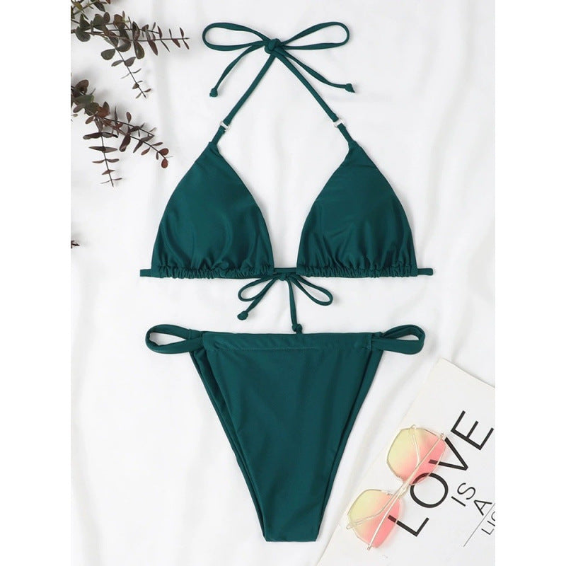 Damen Triangel-Bikini mit verstellbaren Bindebändern und elastischem Bund Drune
