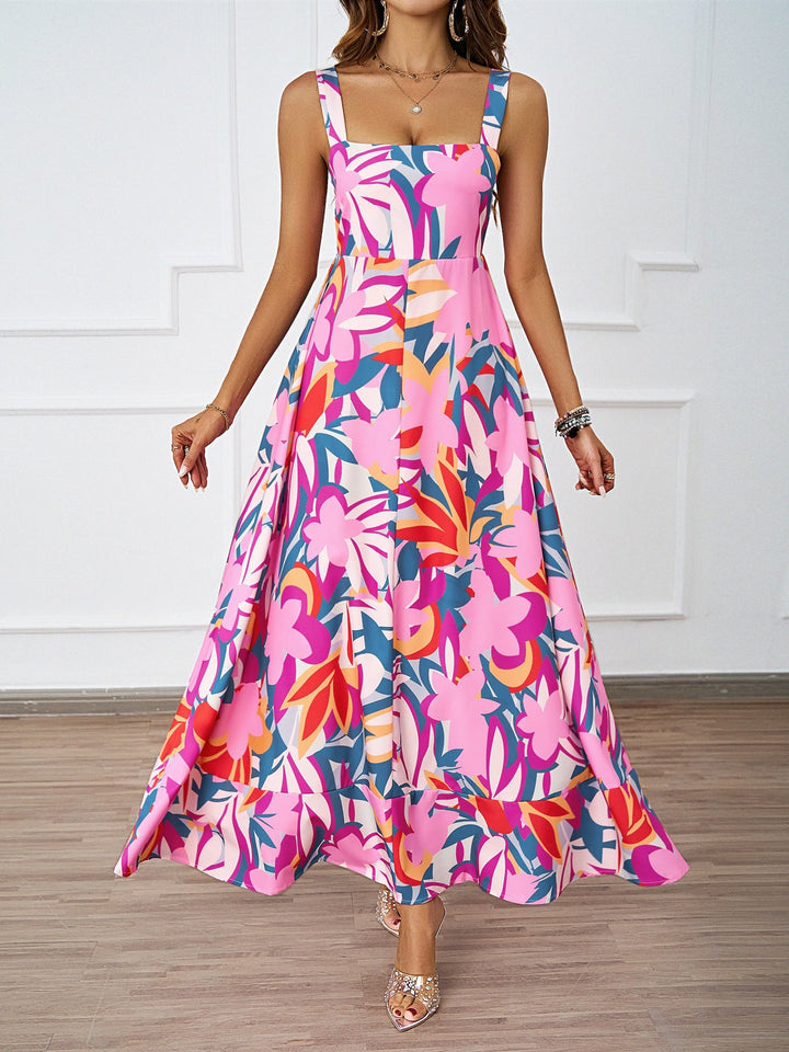 Damen Maxikleid mit modernem Blumendesign und schmeichelnder Silhouette Drune