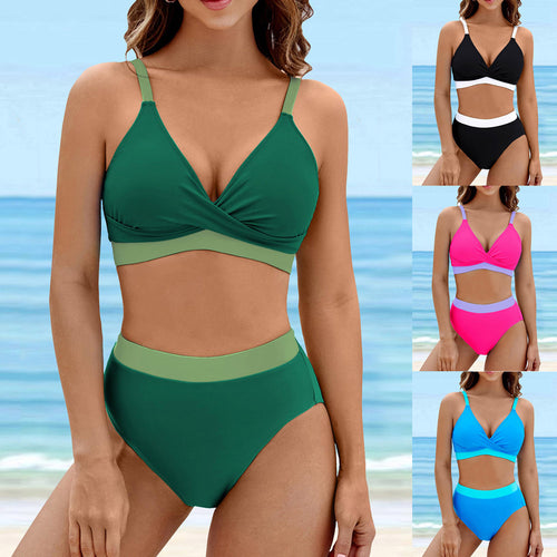 Damen Bikini-Set mit innovativem Wickeloberteil und hohem Taillenbund Drune