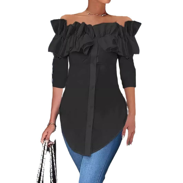 Damen Bluse mit raffinierten Rüschendetails und modischem Off-Shoulder Schnitt Drune