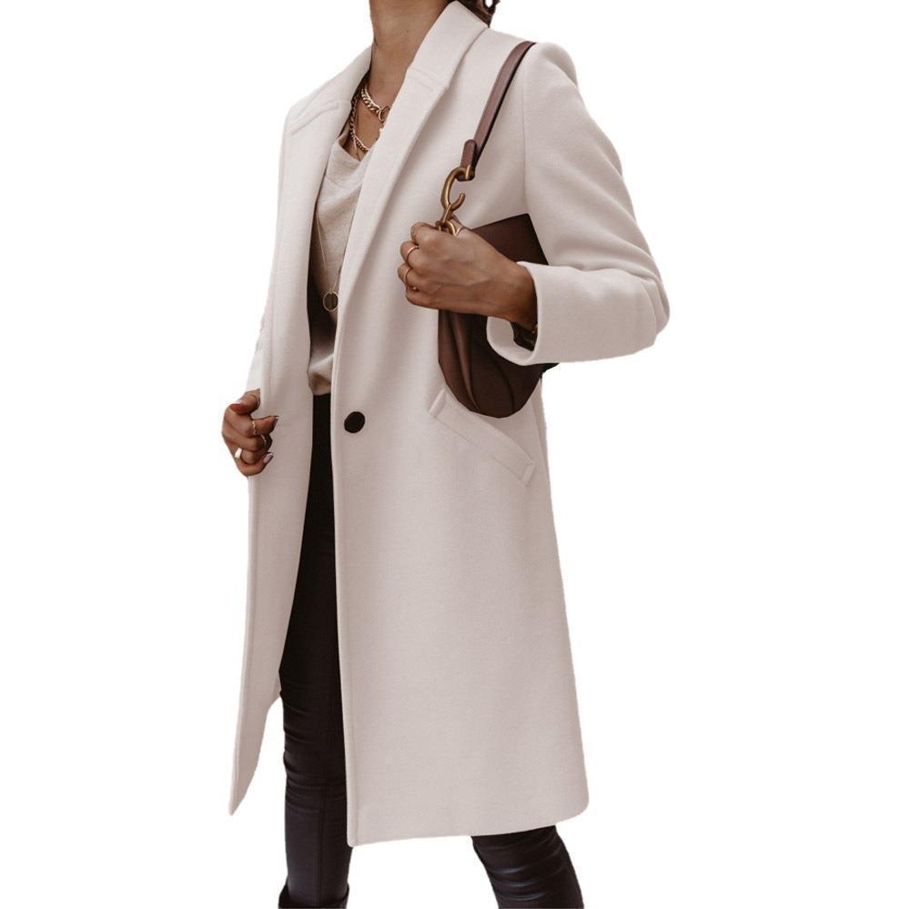 Damen Eleganter Longblazer im minimalistischen Design mit praktischen Taschen Drune