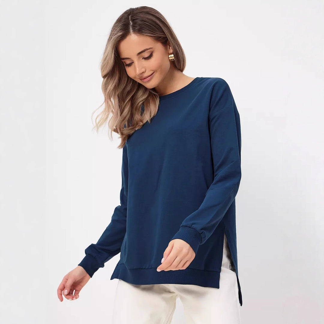 Damen bequemer Sweatshirt mit seitlichen Schlitzen Drune