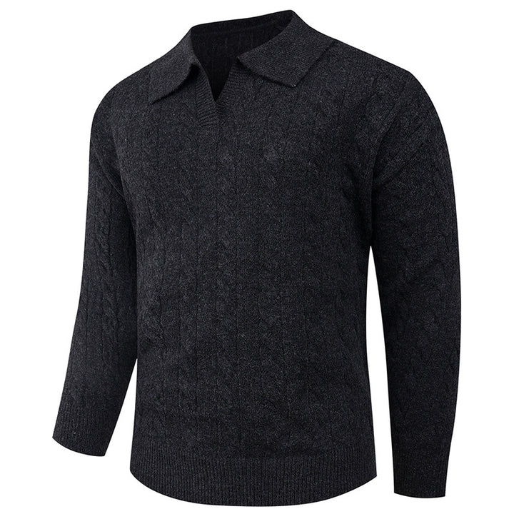 Herren eleganter Strickpullover mit modernem Zopfmuster Drune