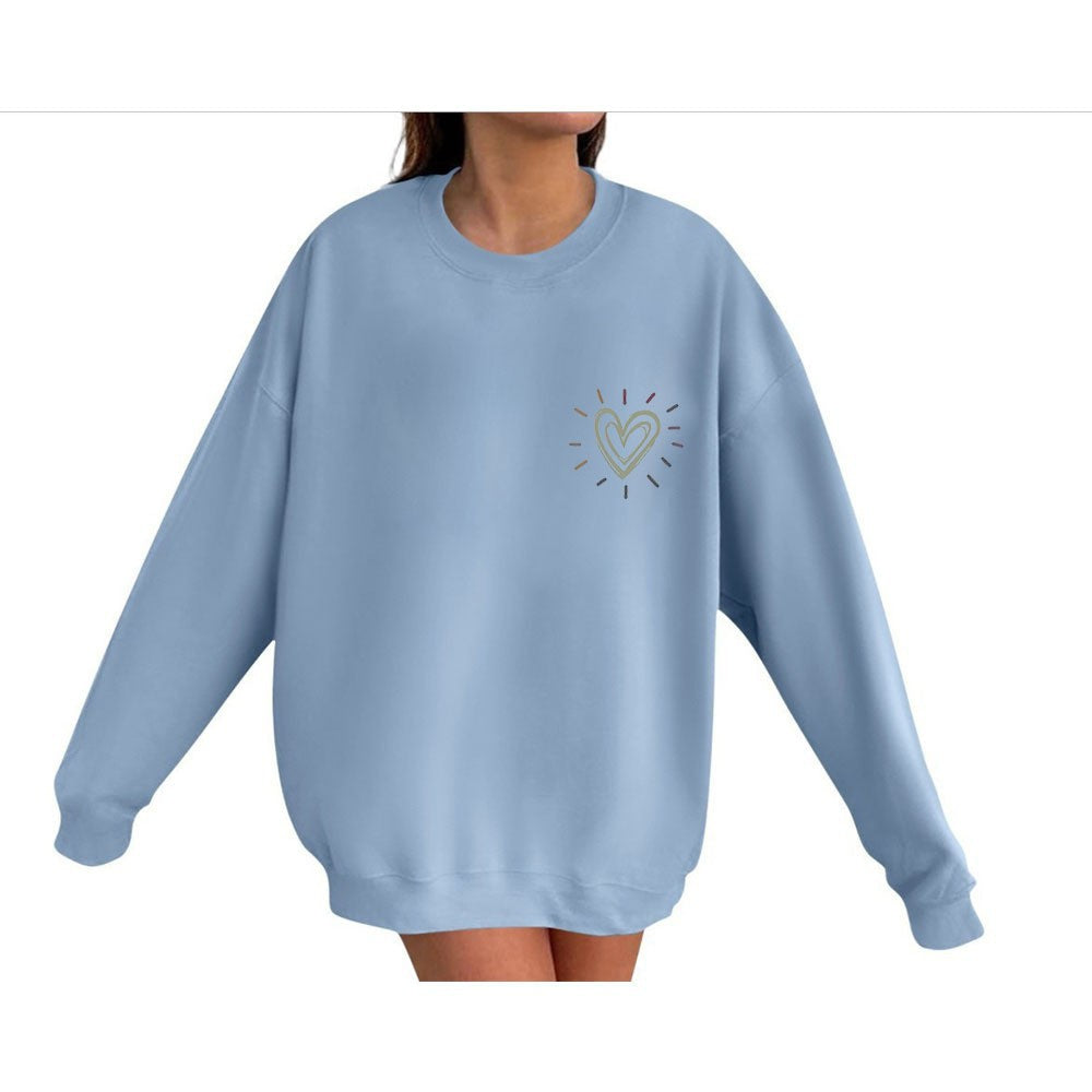 Damen Oversized Sweatshirt mit niedlichem Herzmotiv und lässigem Schnitt Drune
